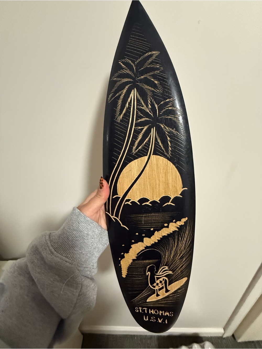 Wooden Handcarved Surfboard- St. Thomas USVI